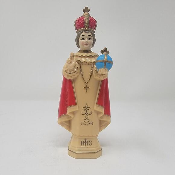 Vintage Infant Prague Child Jesus Miniature Plastic Statue Religious Figure - Picture 1 of 9